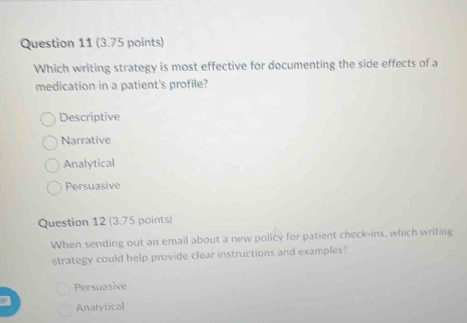 question 11 (3.75 points) which writing strategy is most effective for …