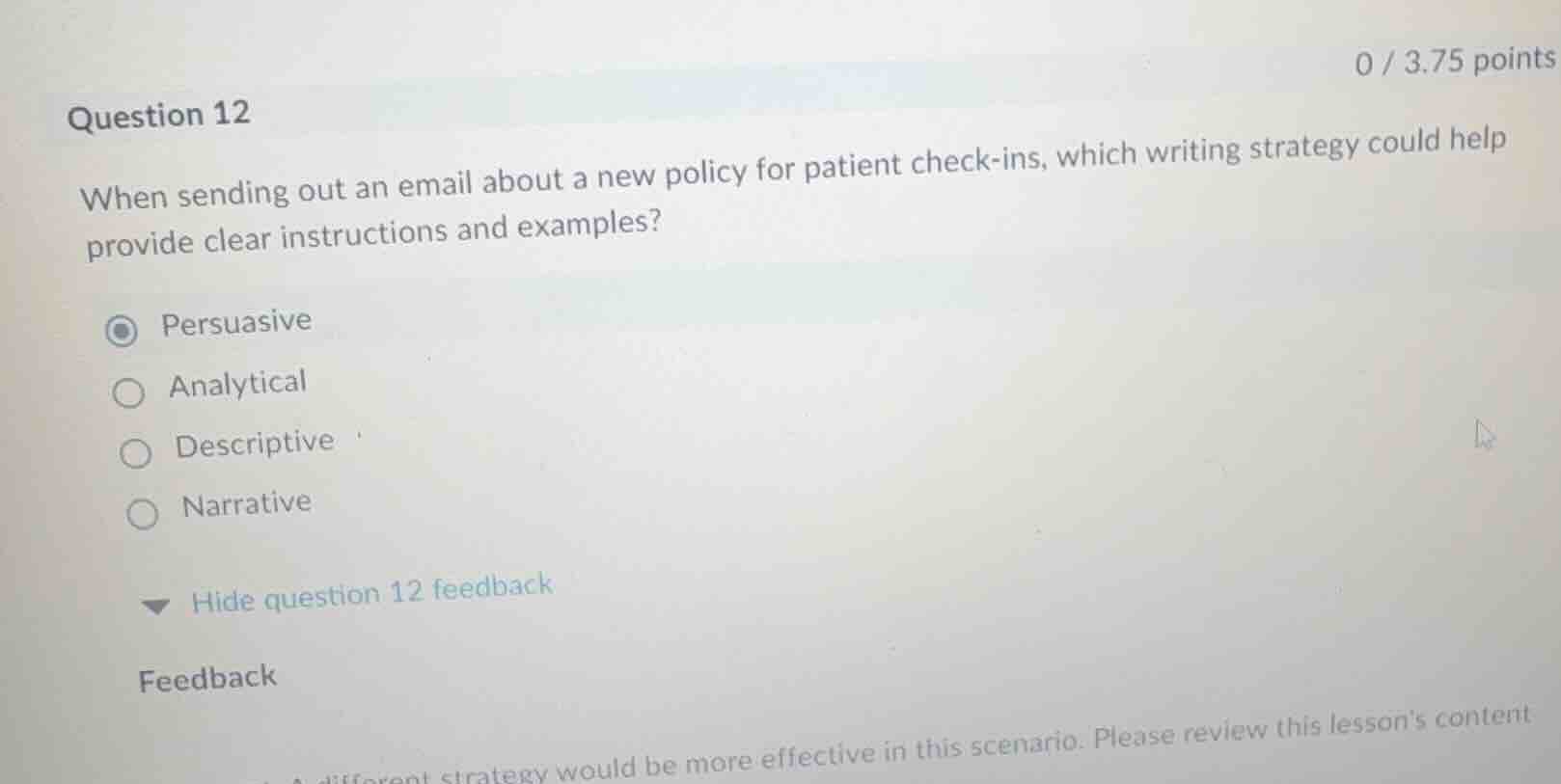 question 12 when sending out an email about a new policy for patient ch…