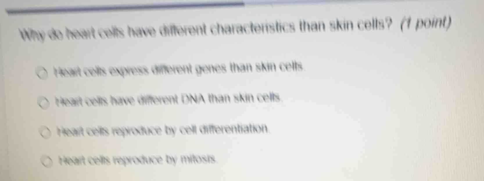 why do heart cells have different characteristics than skin cells? (1 p…