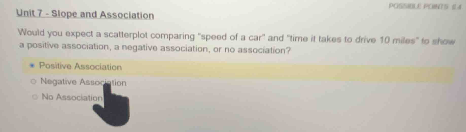 unit 7 - slope and association would you expect a scatterplot comparing…