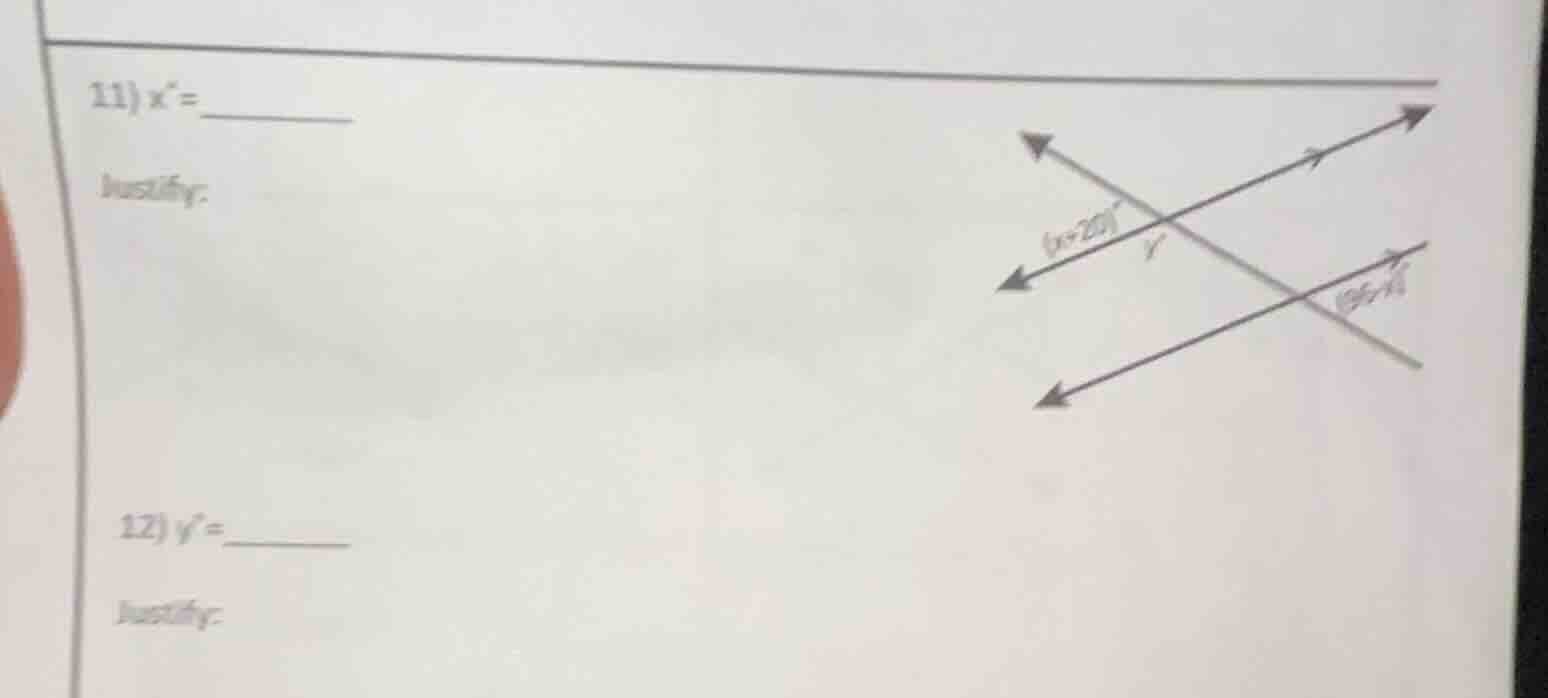 11) x = justify: 12) y = justify: (there is an image of intersecting li…