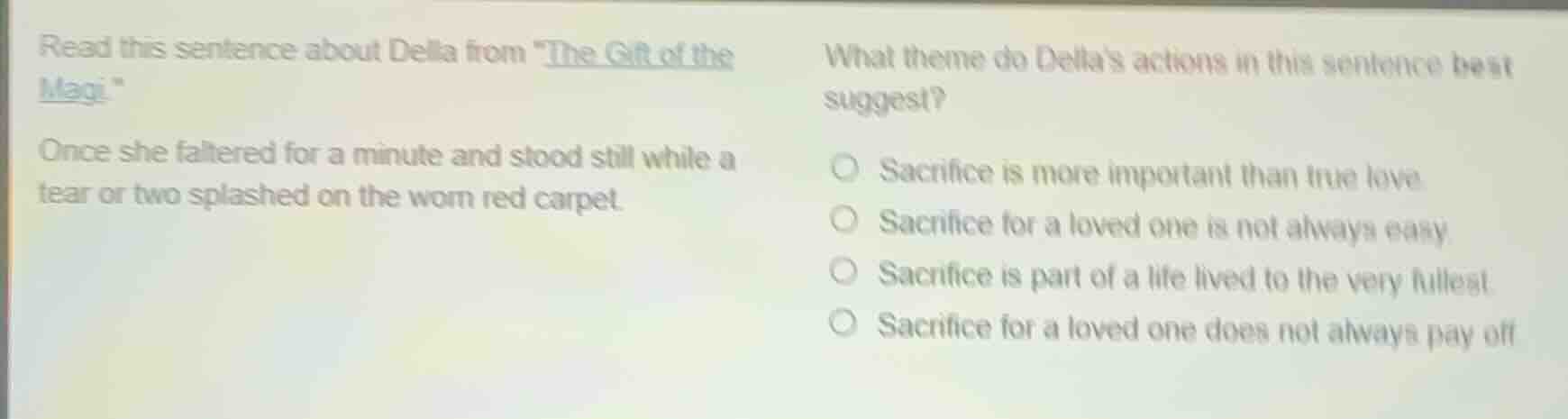 read this sentence about della from \the gift of the magi.\ once she fa…