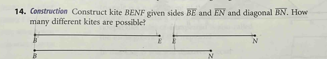 14. construction construct kite benf given sides \\(\\overline{be}\\) a…