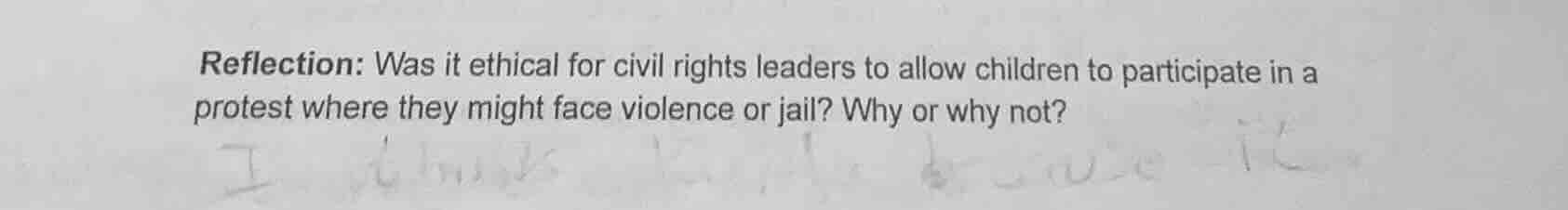 reflection: was it ethical for civil rights leaders to allow children t…