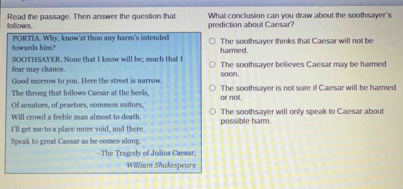 read the passage. then answer the question that follows. portia. why, k…