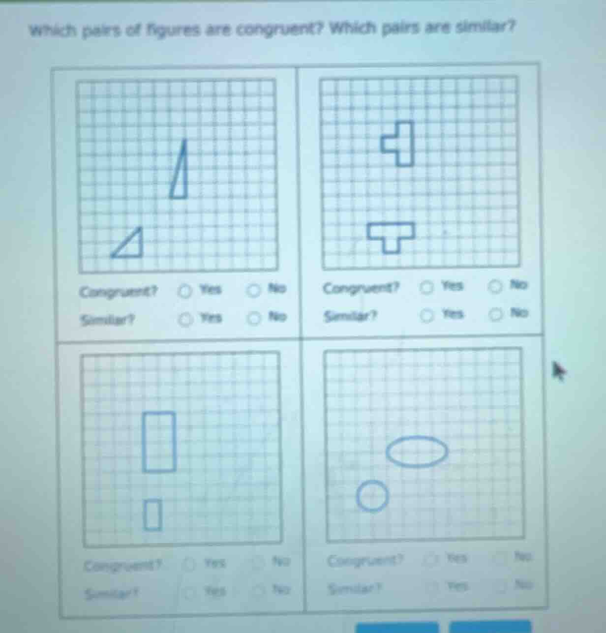which pairs of figures are congruent? which pairs are similar? (first g…