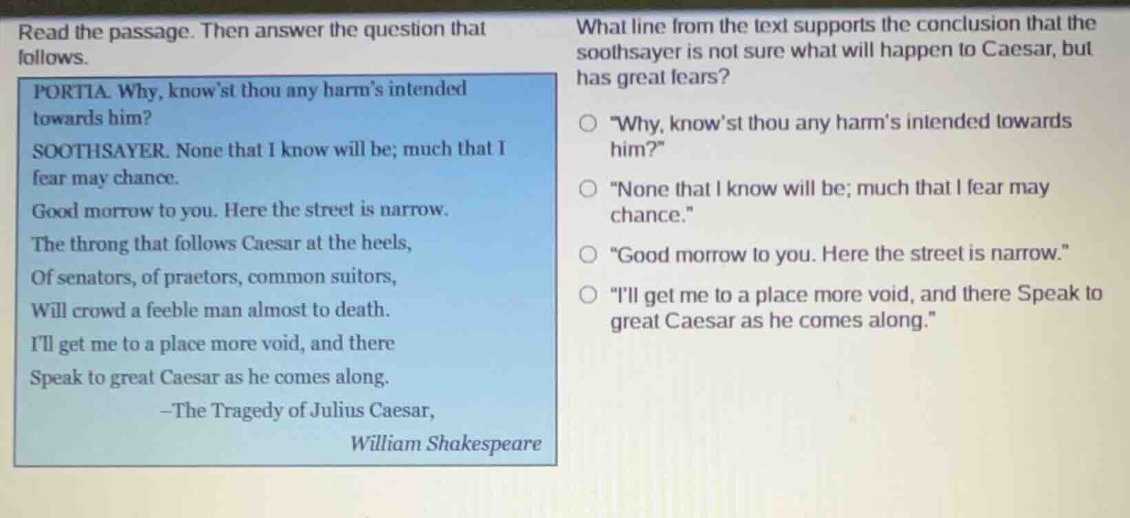 read the passage. then answer the question that follows. portia. why, k…