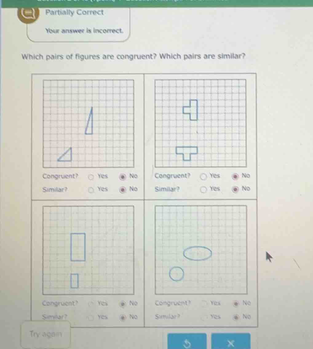 partially correct your answer is incorrect. which pairs of figures are …