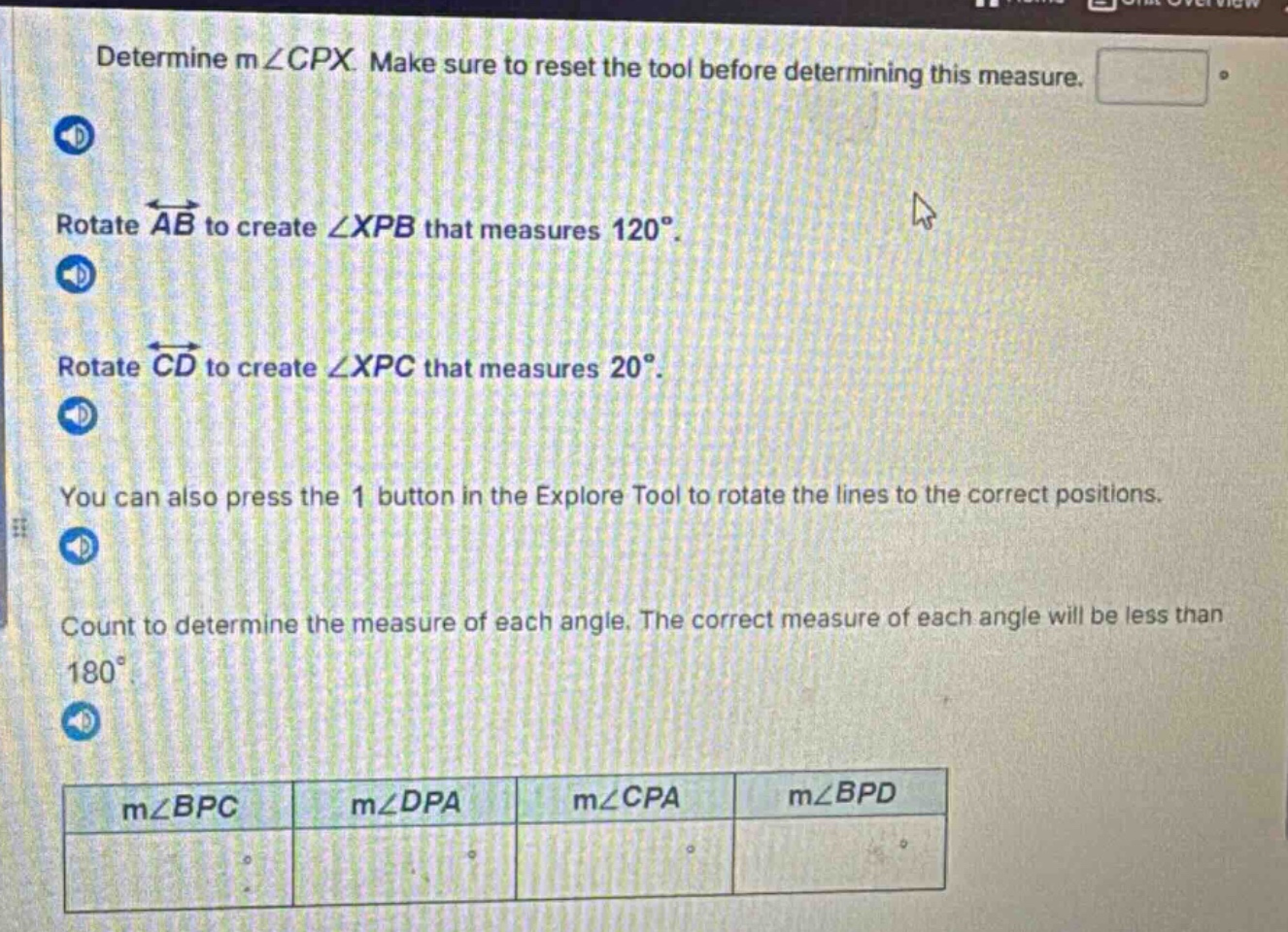 determine m∠cpx. make sure to reset the tool before determining this me…