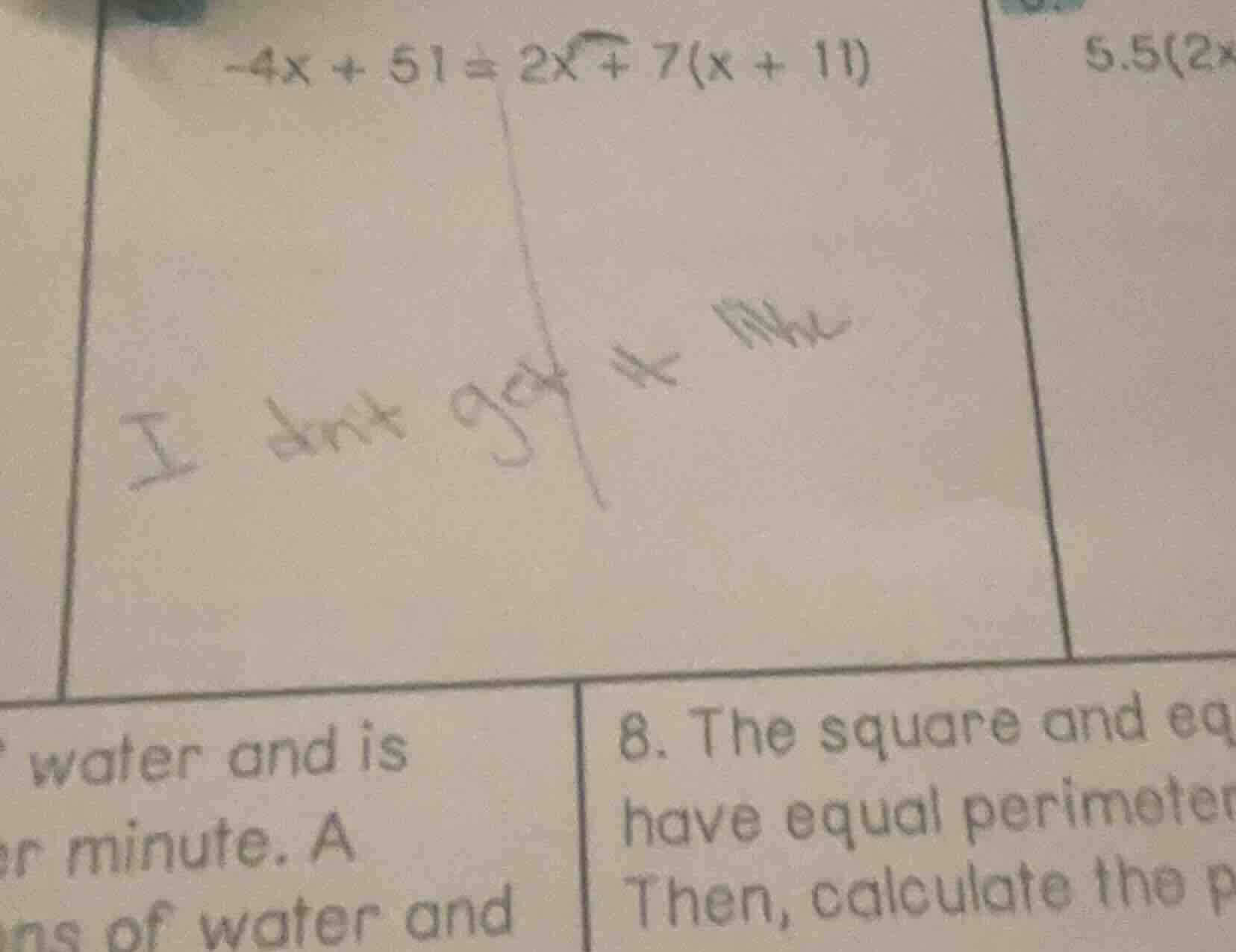 -4x + 51 = 2x + 7(x + 11)