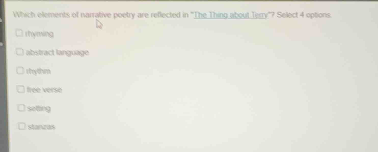 which elements of narrative poetry are reflected in \the thing about te…