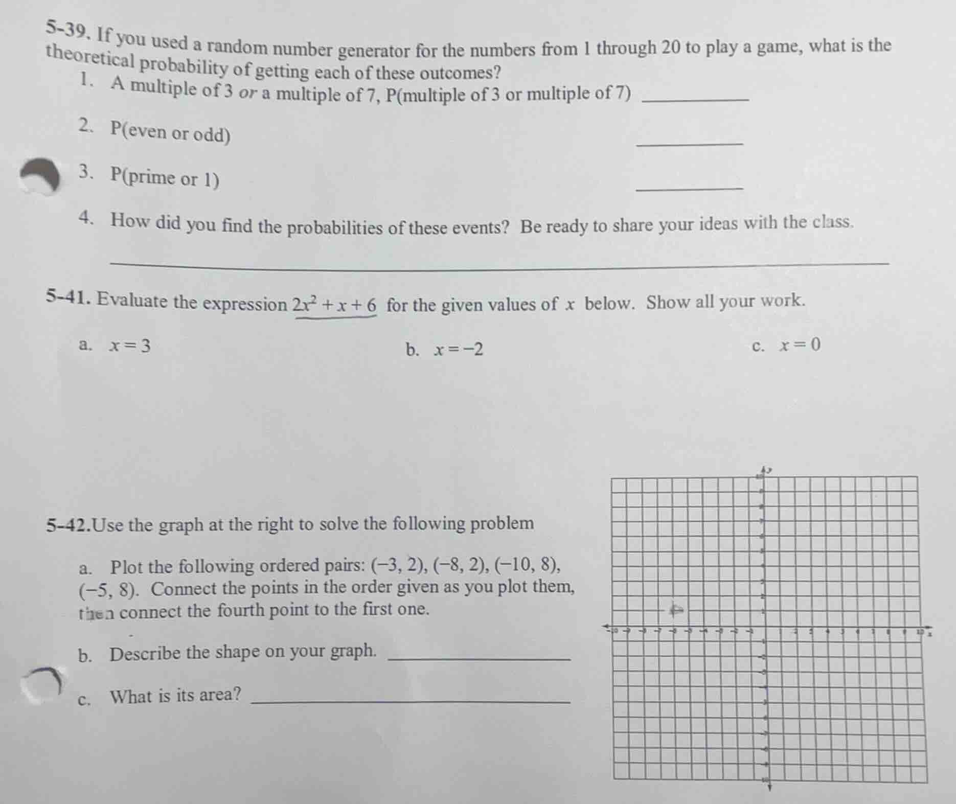 5-39. if you used a random number generator for the numbers from 1 thro…
