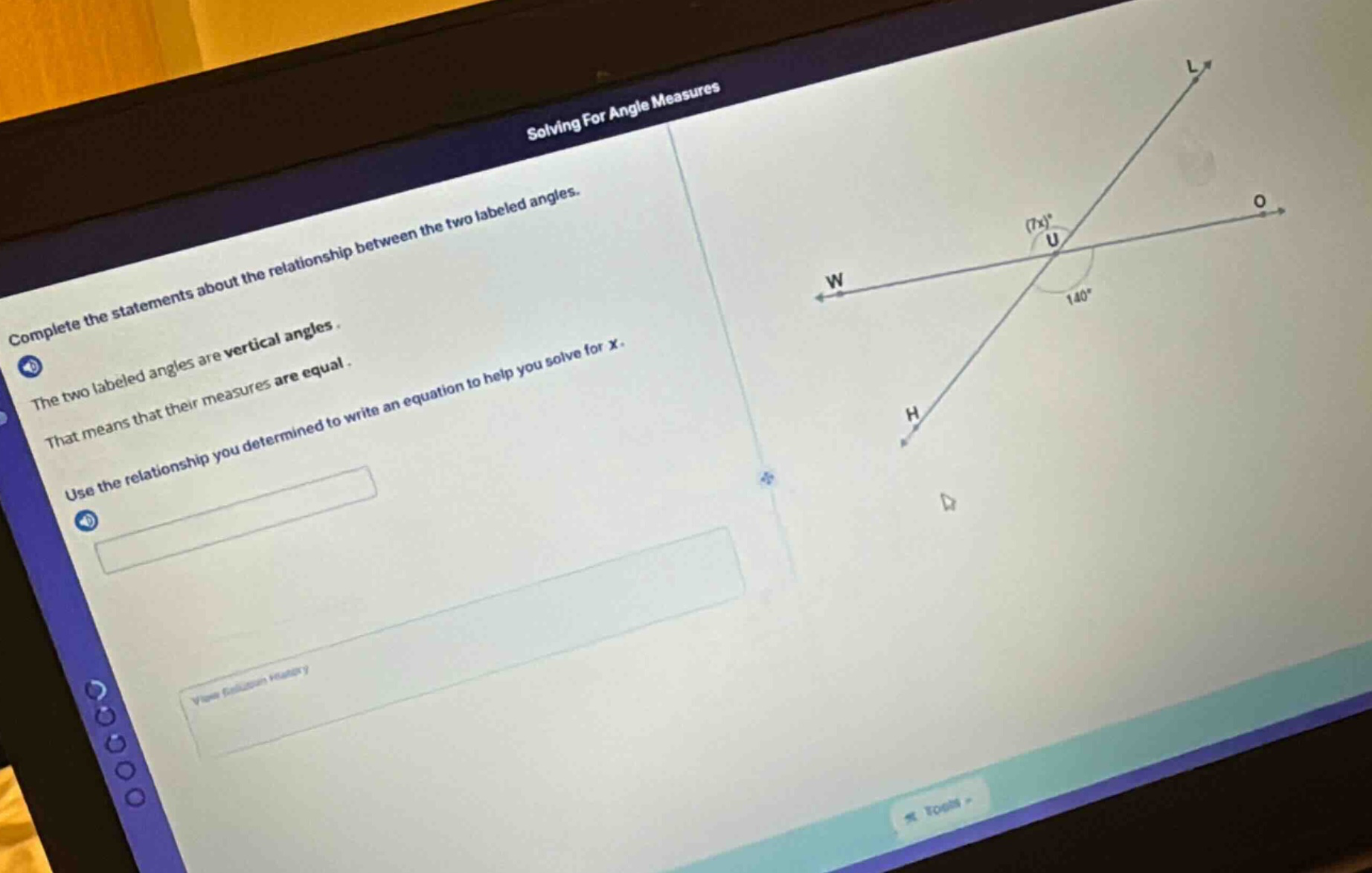 solving for angle measures complete the statements about the relationsh…