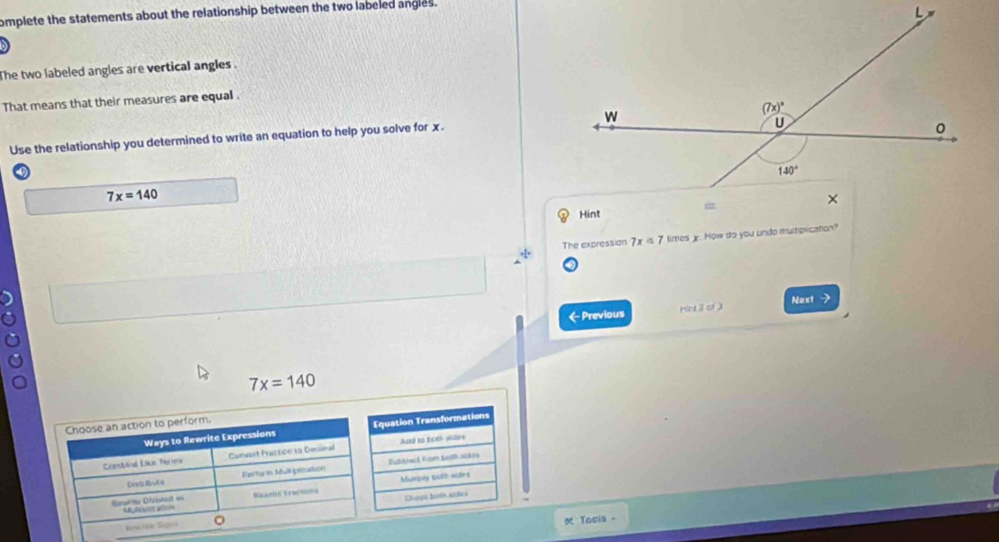 complete the statements about the relationship between the two labeled …