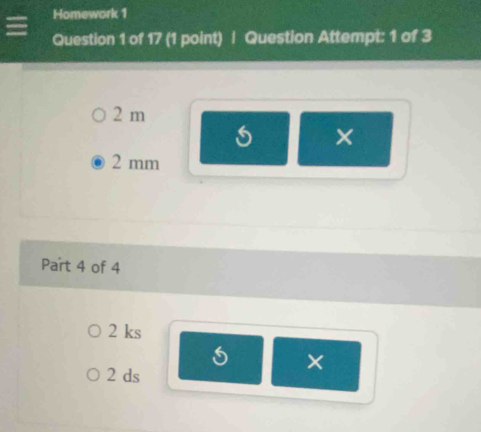 homework 1 question 1 of 17 (1 point) | question attempt: 1 of 3 ○ 2 m …