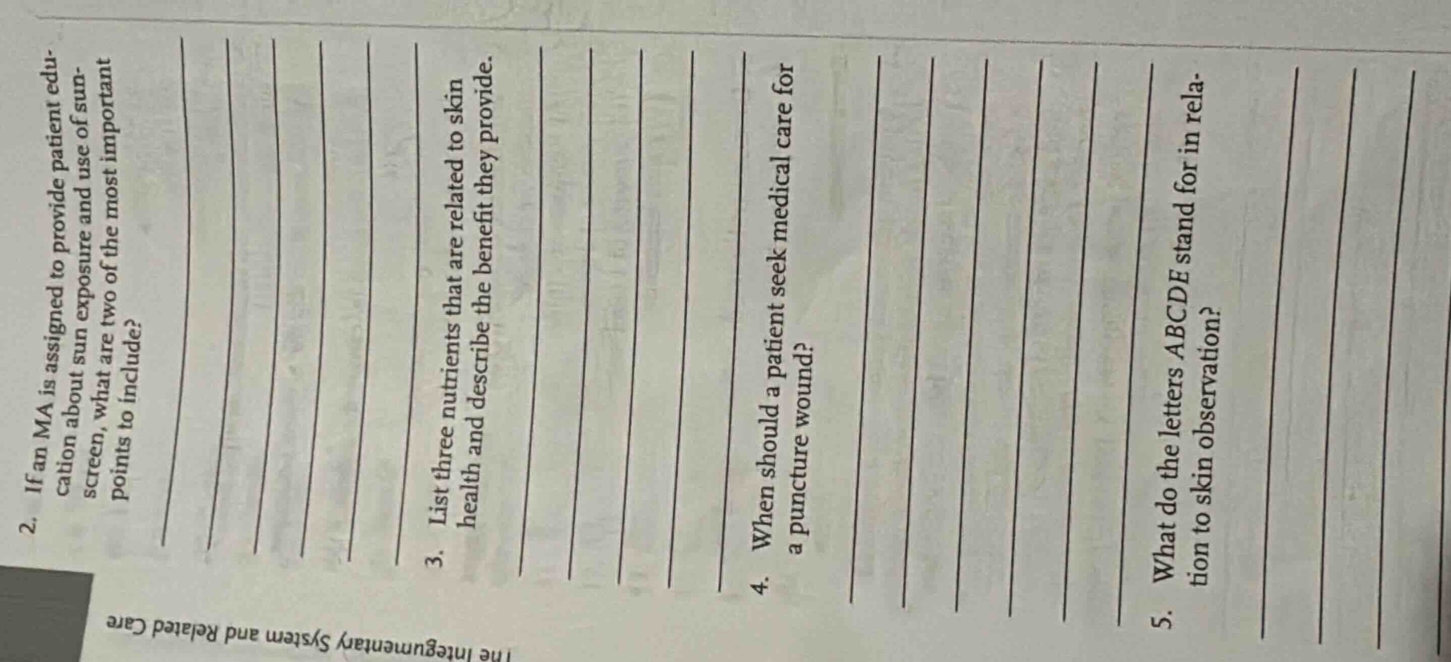 2. if an ma is assigned to provide patient education about sun exposure…