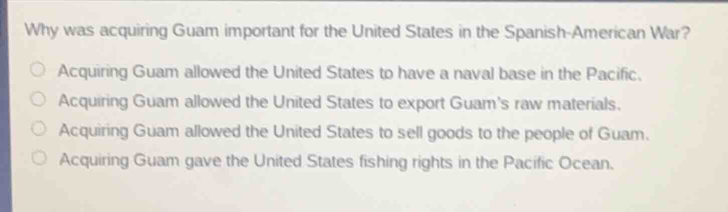 why was acquiring guam important for the united states in the spanish -…