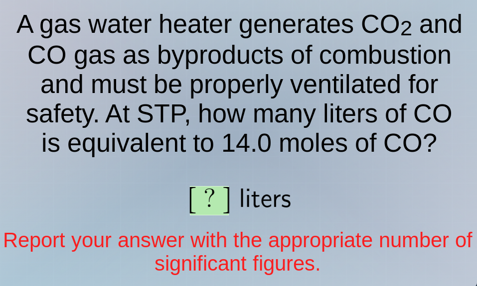 a gas water heater generates co₂ and co gas as byproducts of combustion…