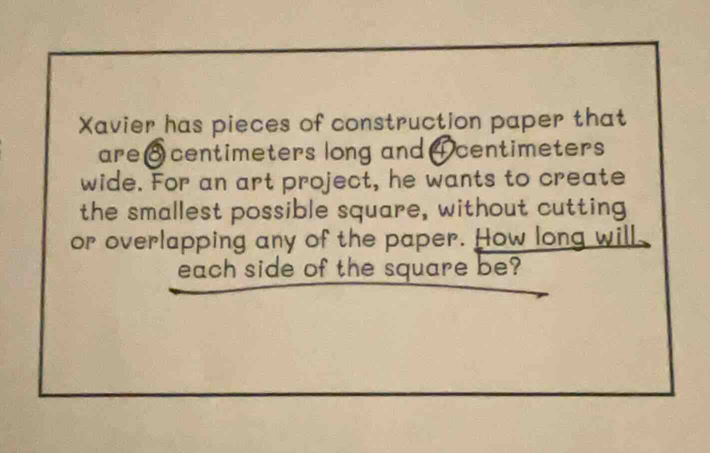 xavier has pieces of construction paper that are 6 centimeters long and…