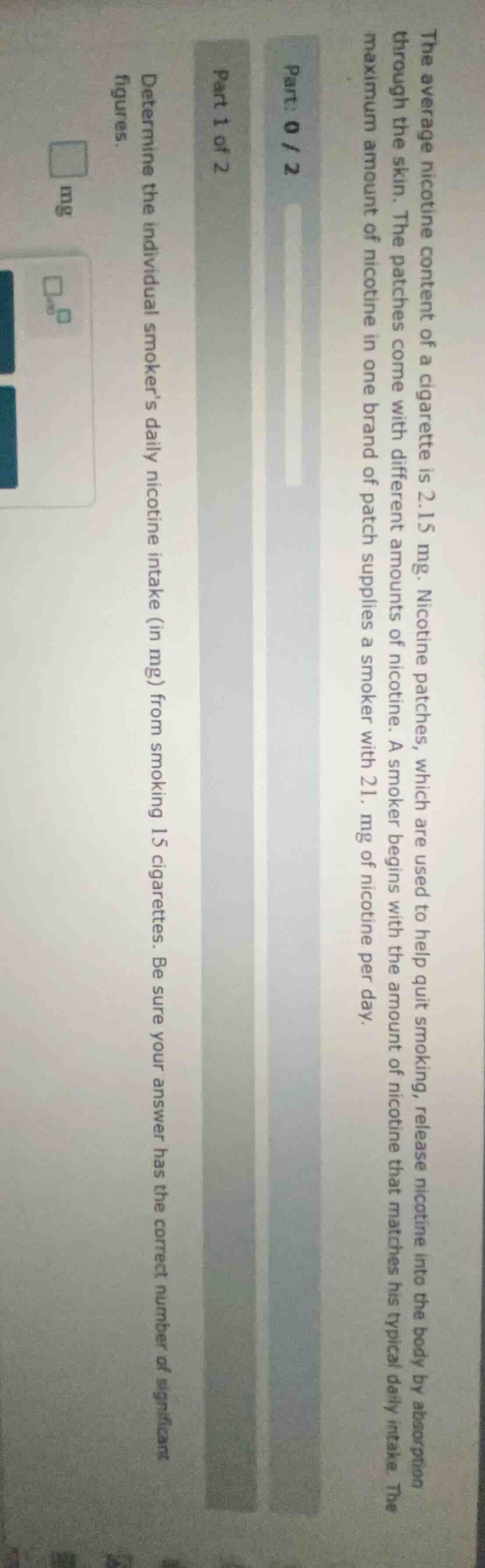 the average nicotine content of a cigarette is 2.15 mg. nicotine patche…