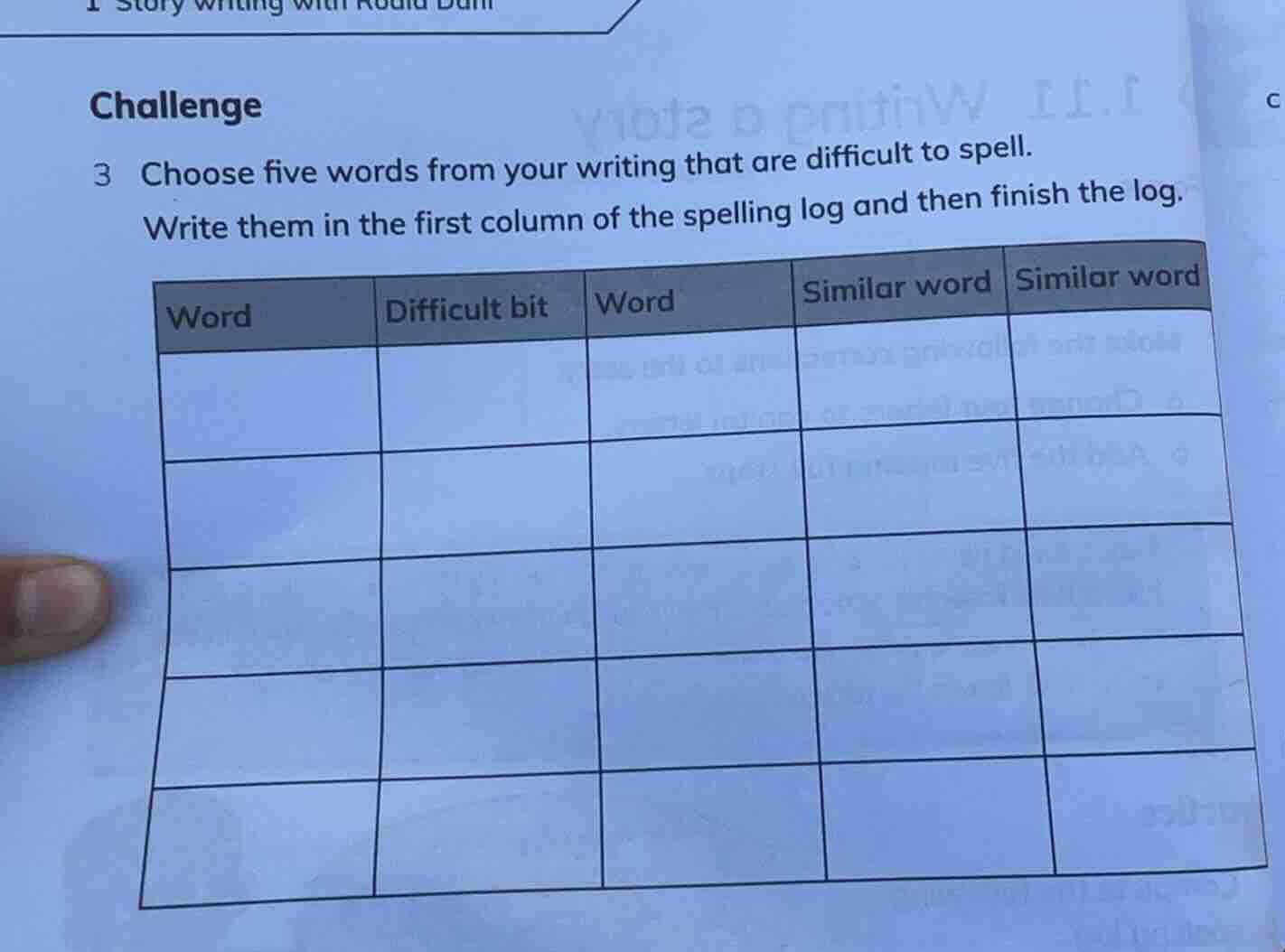 challenge 3 choose five words from your writing that are difficult to s…