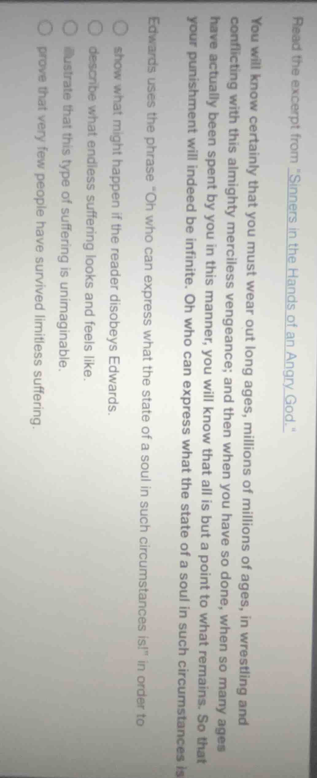 read the excerpt from \sinners in the hands of an angry god.\ you will …