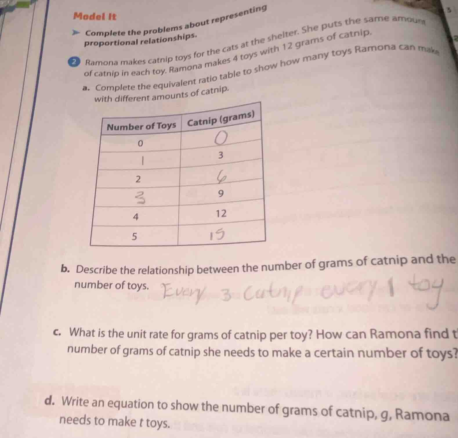 model it complete the problems about representing proportional relation…
