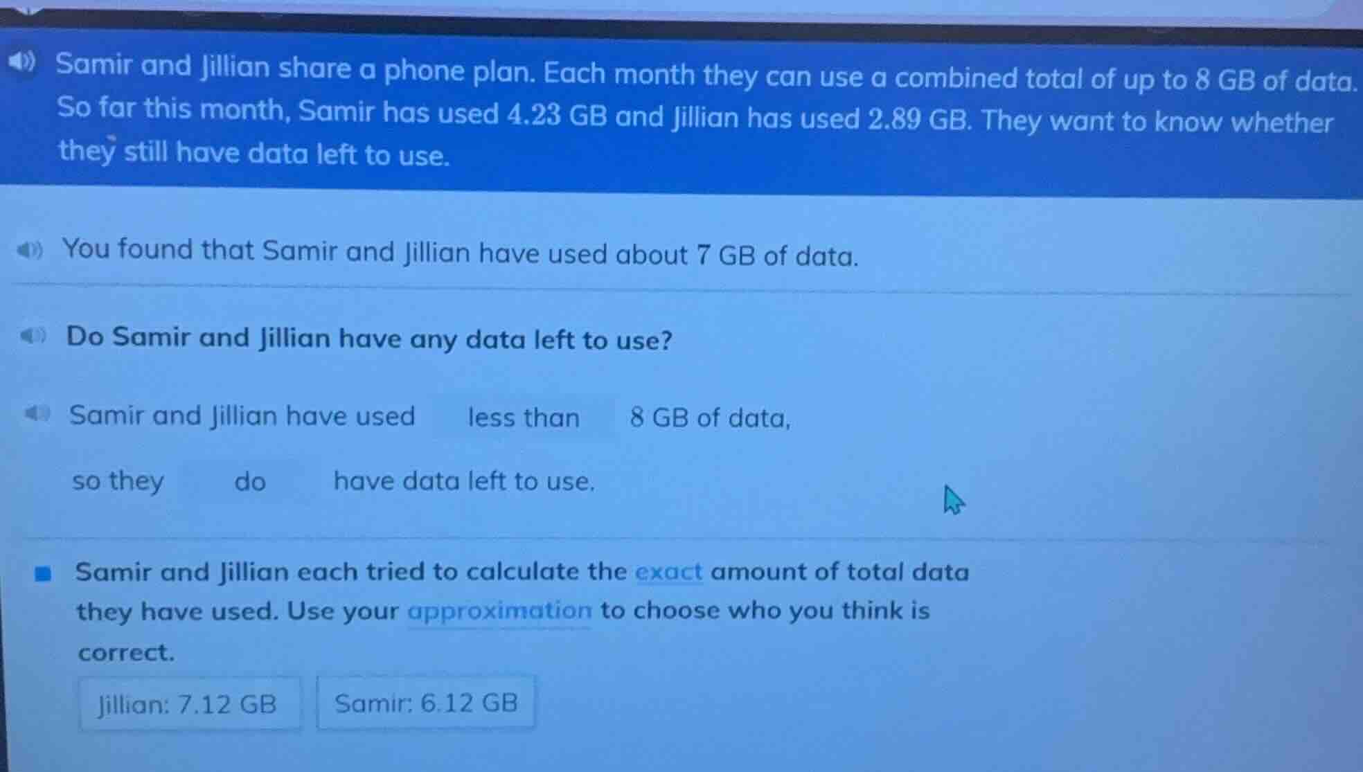 samir and jillian share a phone plan. each month they can use a combine…