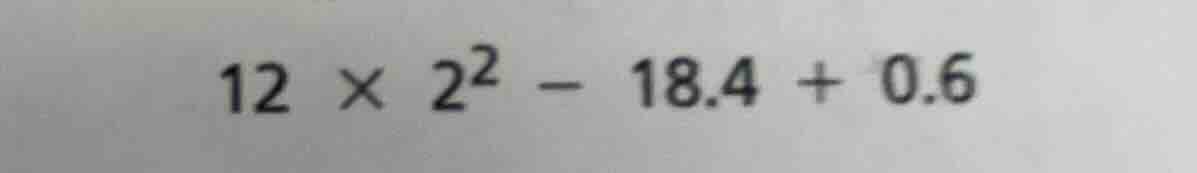 12 × 2² - 18.4 + 0.6