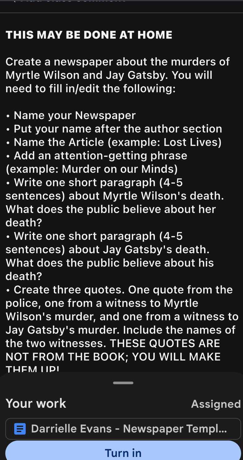 this may be done at home create a newspaper about the murders of myrtle…