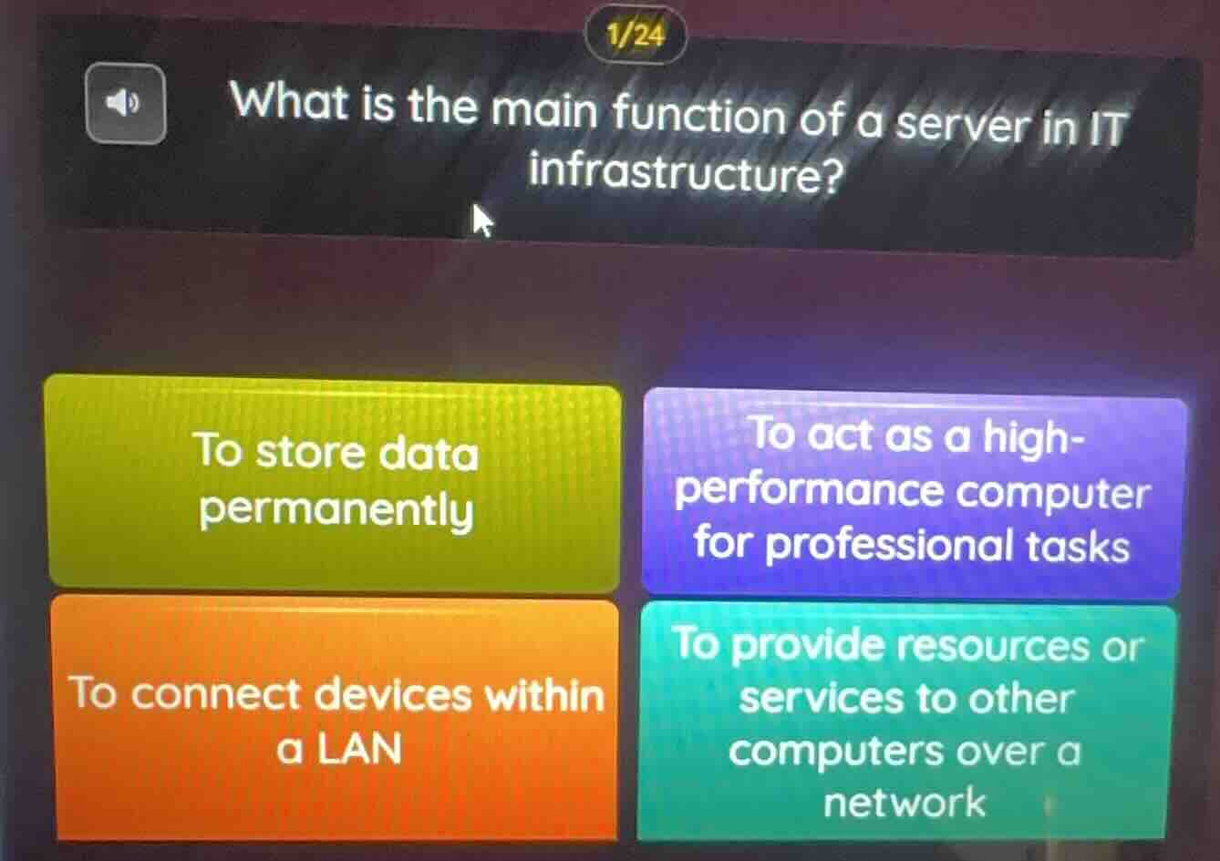 what is the main function of a server in it infrastructure? to store da…