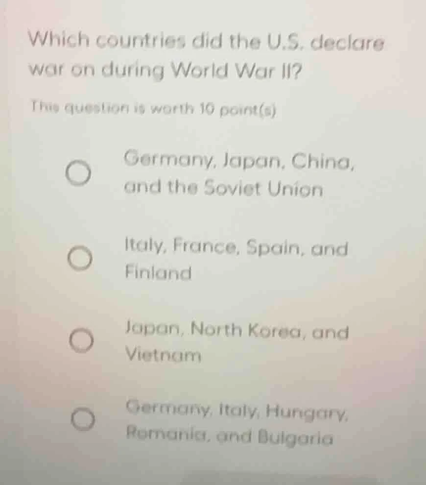which countries did the u.s. declare war on during world war ii? this q…
