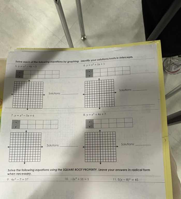 solve each of the following equations by graphing. identify your soluti…