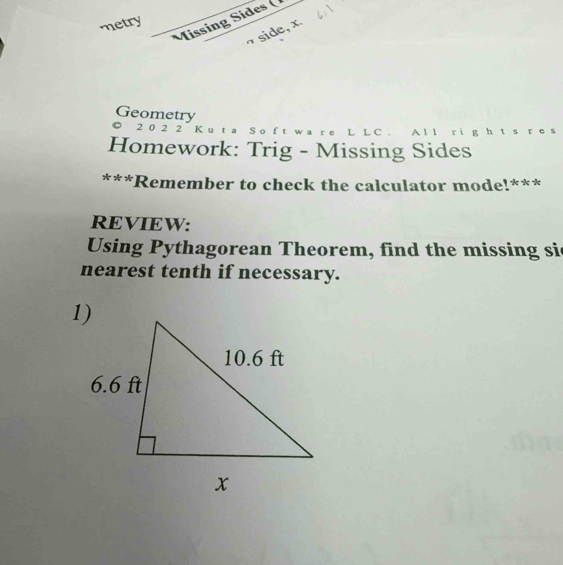 metry missing sides ( side, x. geometry © 2022 kuta software llc. all r…