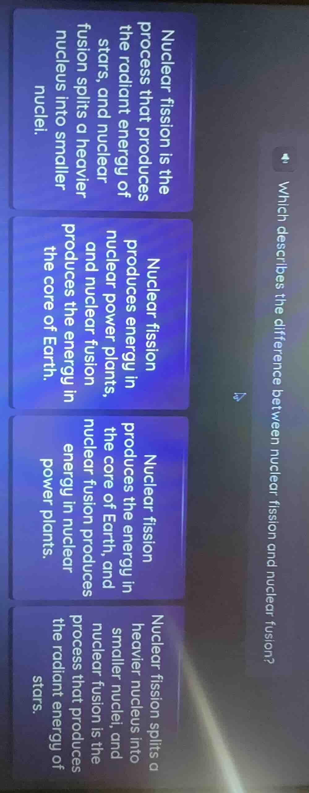 which describes the difference between nuclear fission and nuclear fusi…