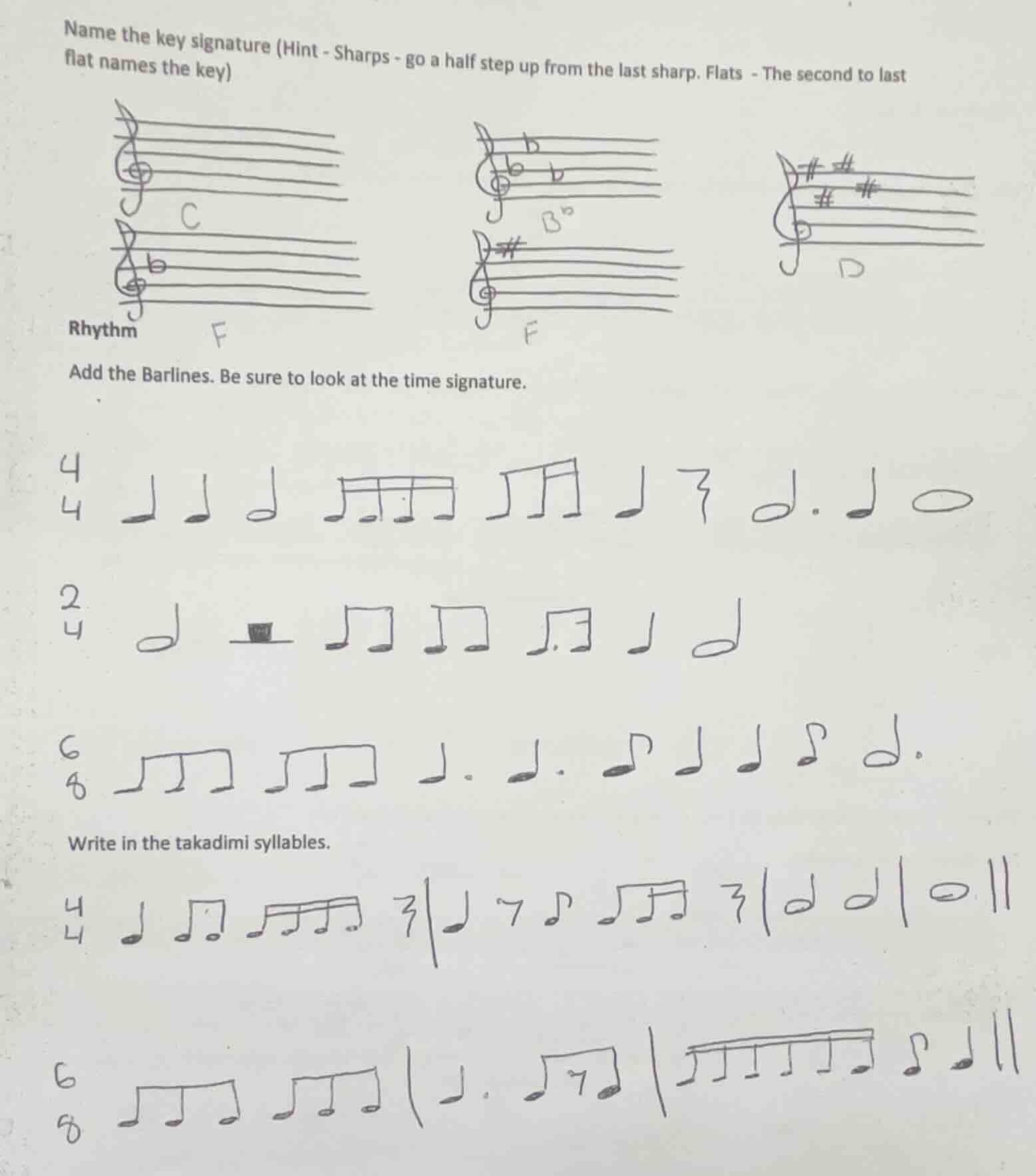 name the key signature (hint - sharps - go a half step up from the last…