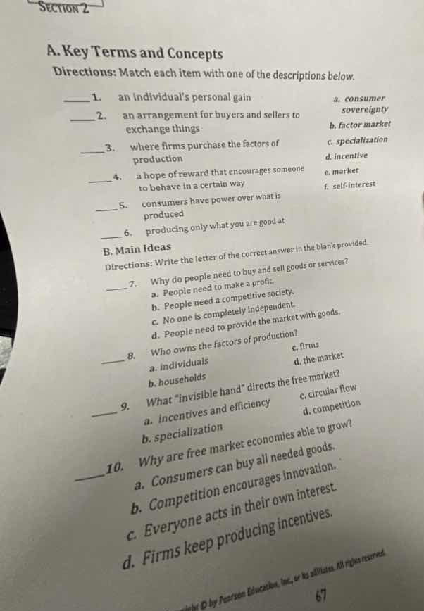 section 2 a. key terms and concepts directions: match each item with on…