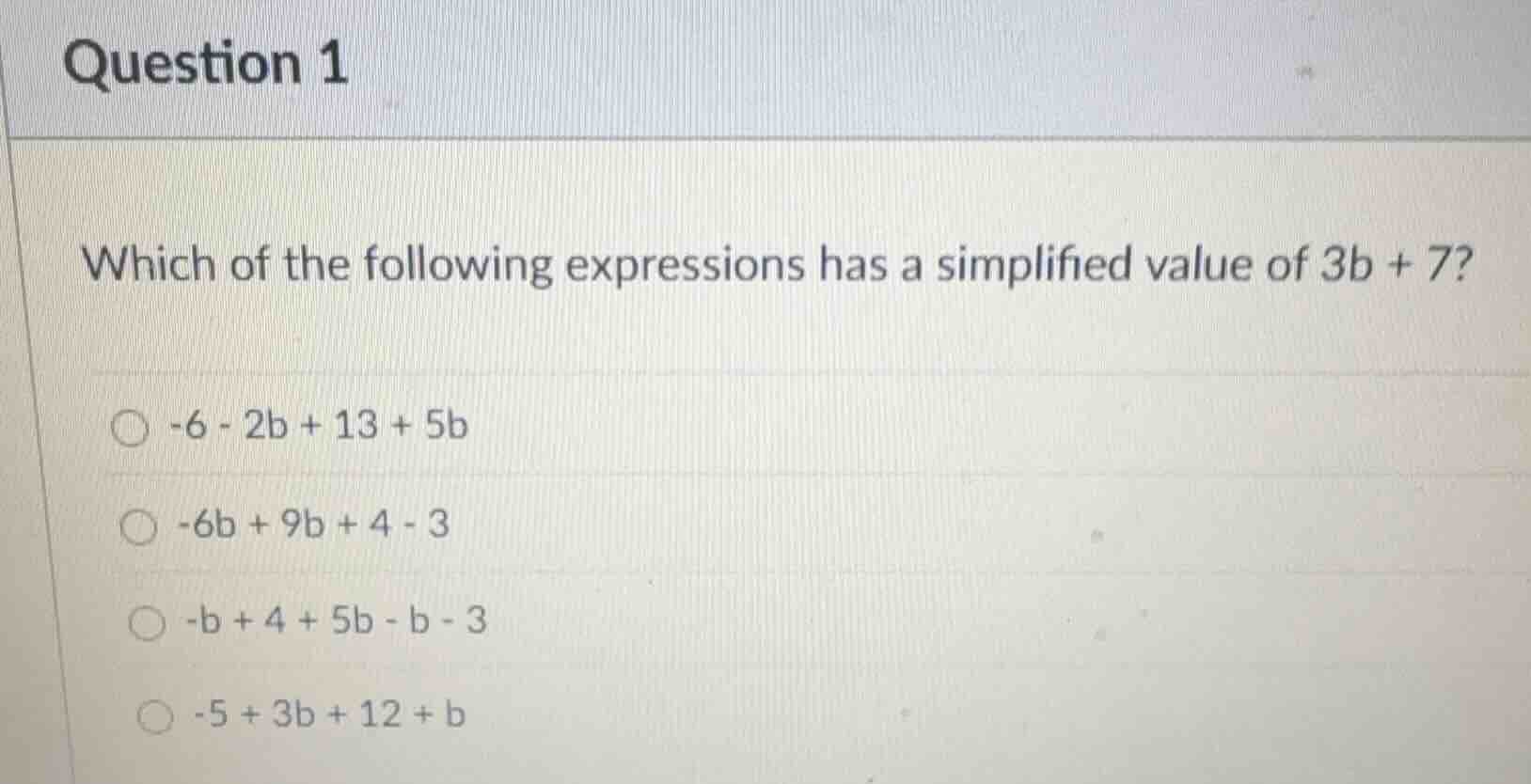 question 1 which of the following expressions has a simplified value of…