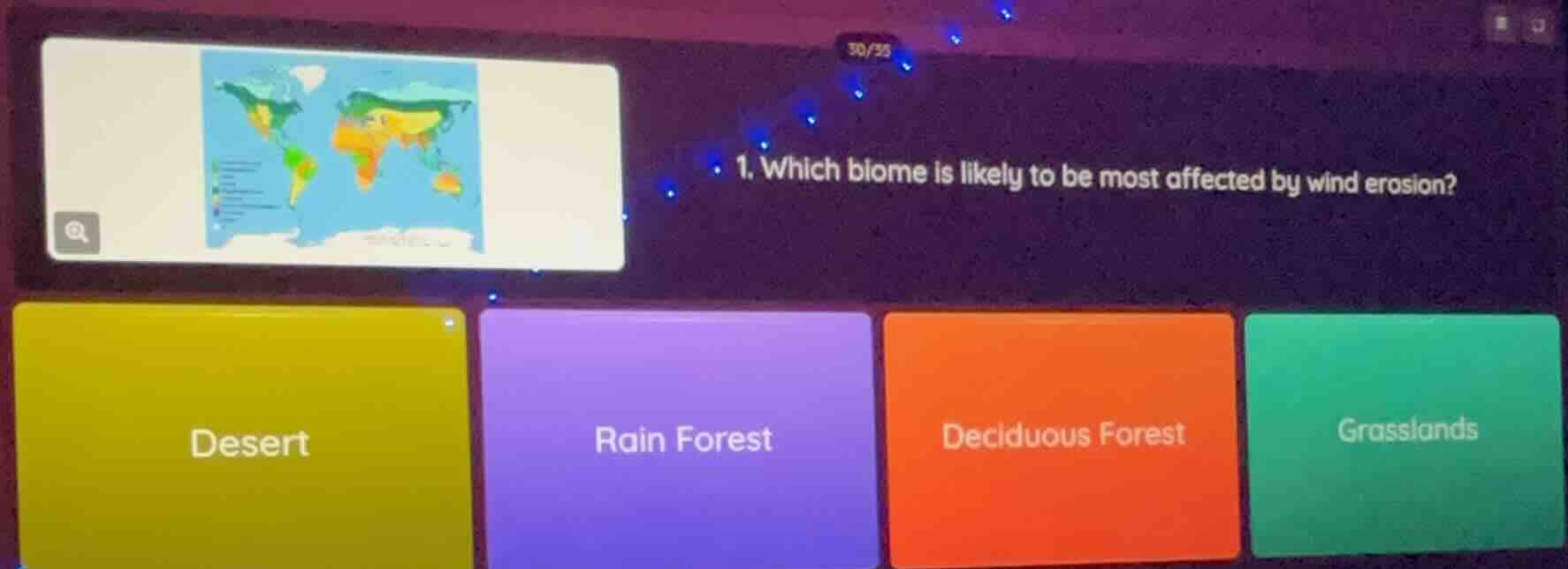 1. which biome is likely to be most affected by wind erosion? options: …