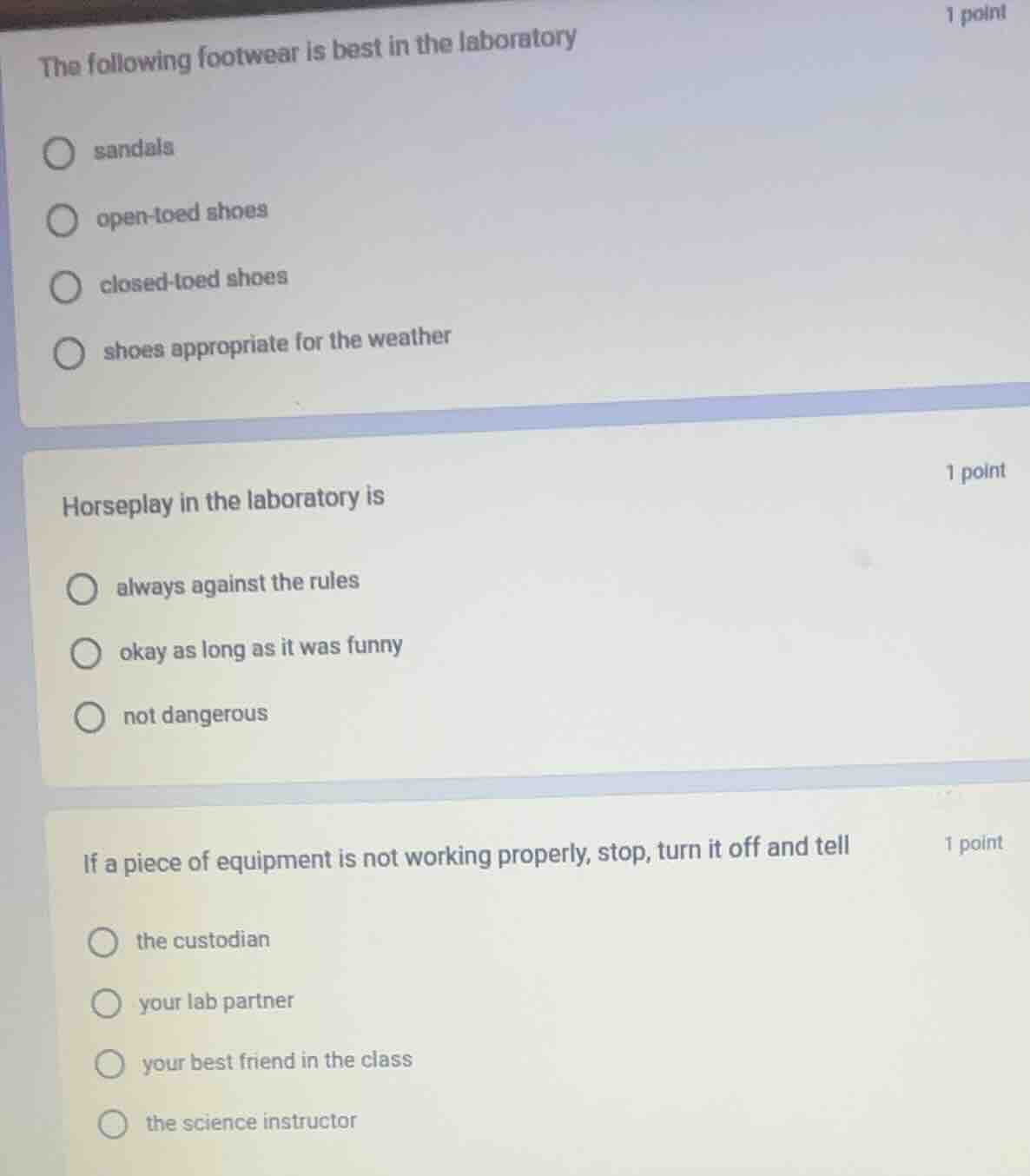 the following footwear is best in the laboratory ○ sandals ○ open - toe…