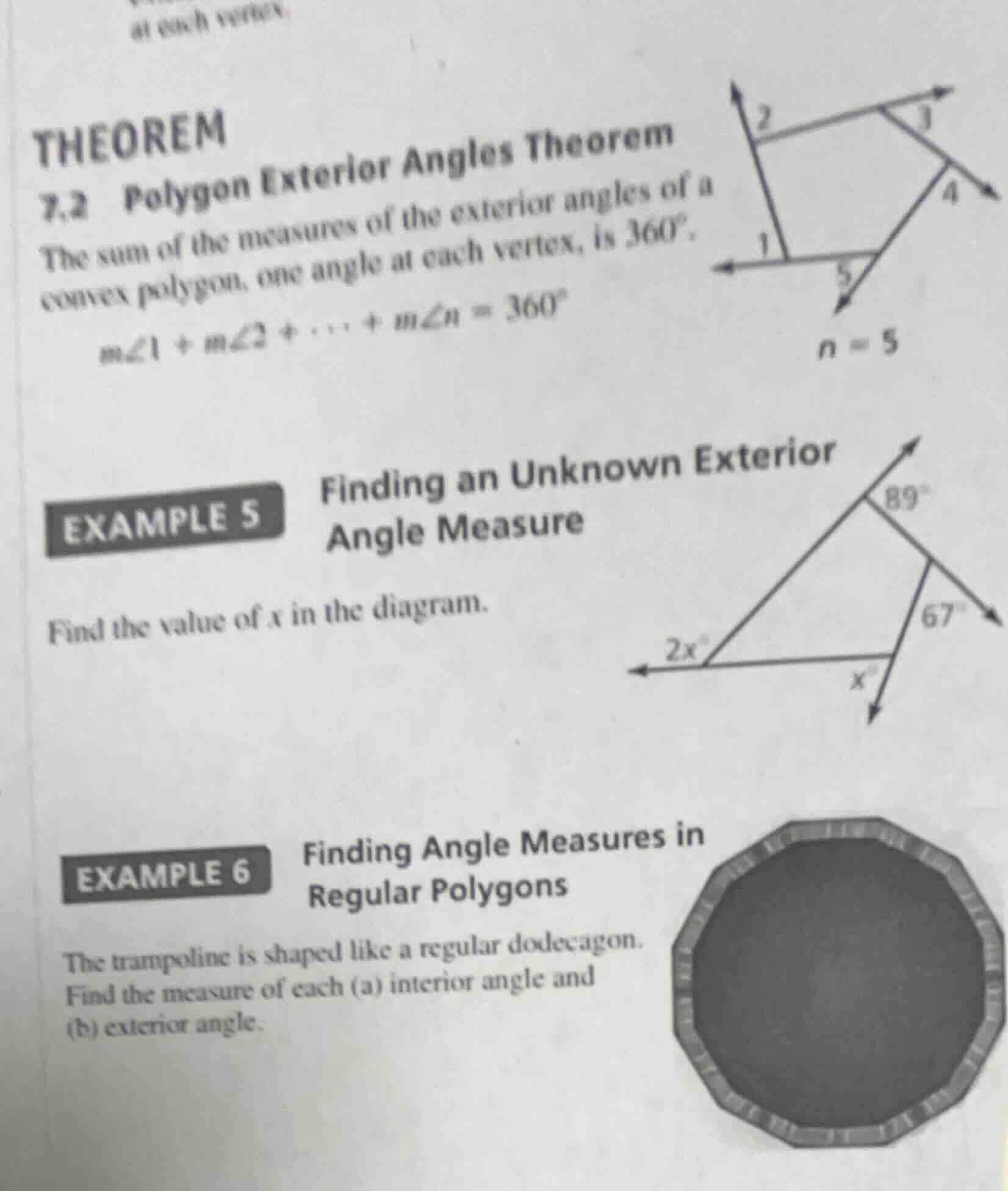 theorem 7.2 polygon exterior angles theorem the sum of the measures of …