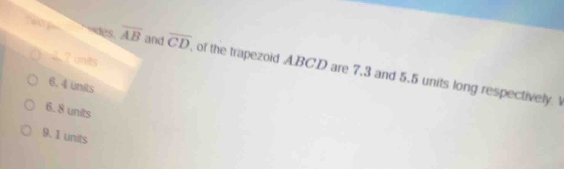 two parallel sides, \\(\\overline{ab}\\) and \\(\\overline{cd}\\), of t…