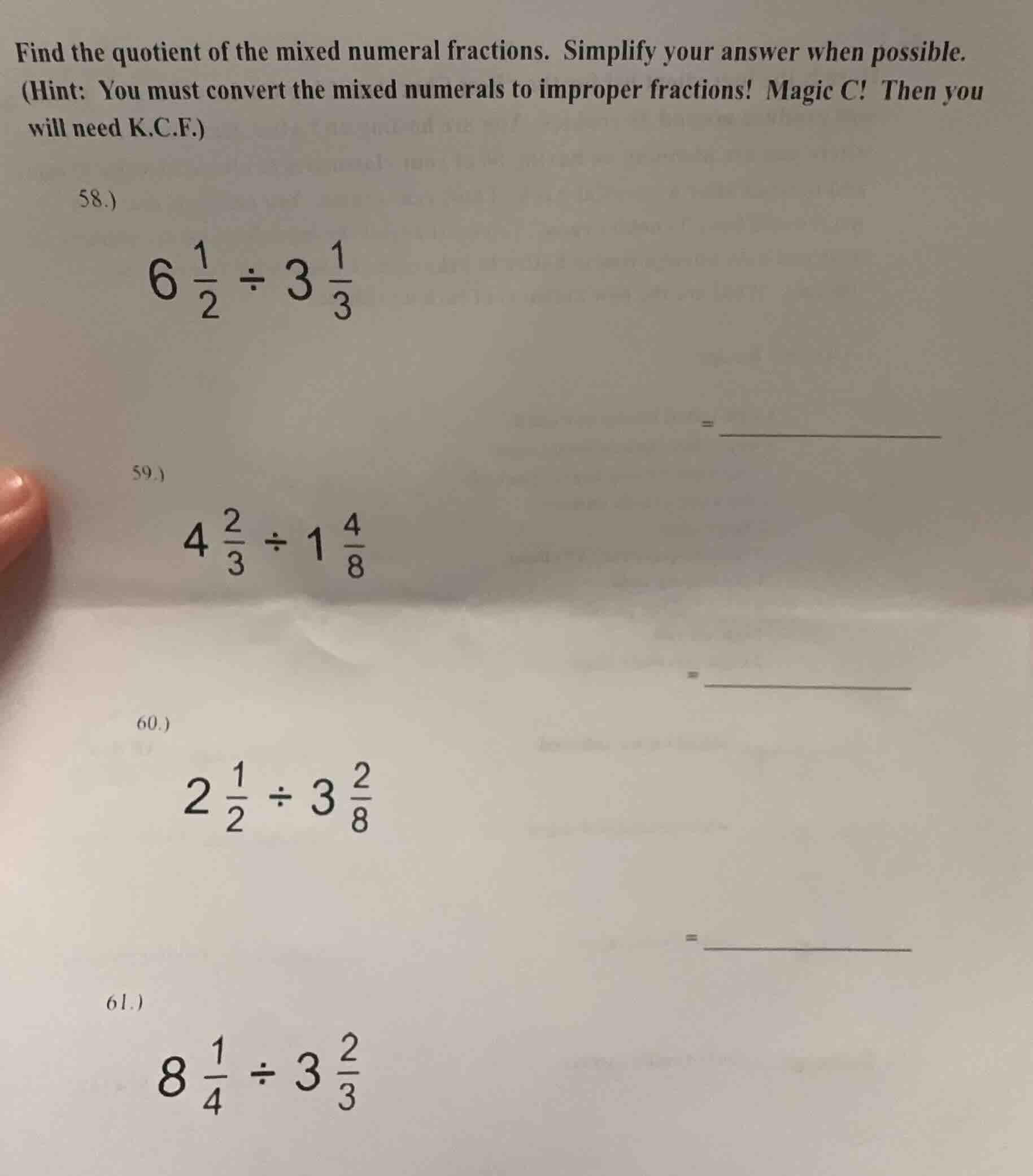 find the quotient of the mixed numeral fractions. simplify your answer …