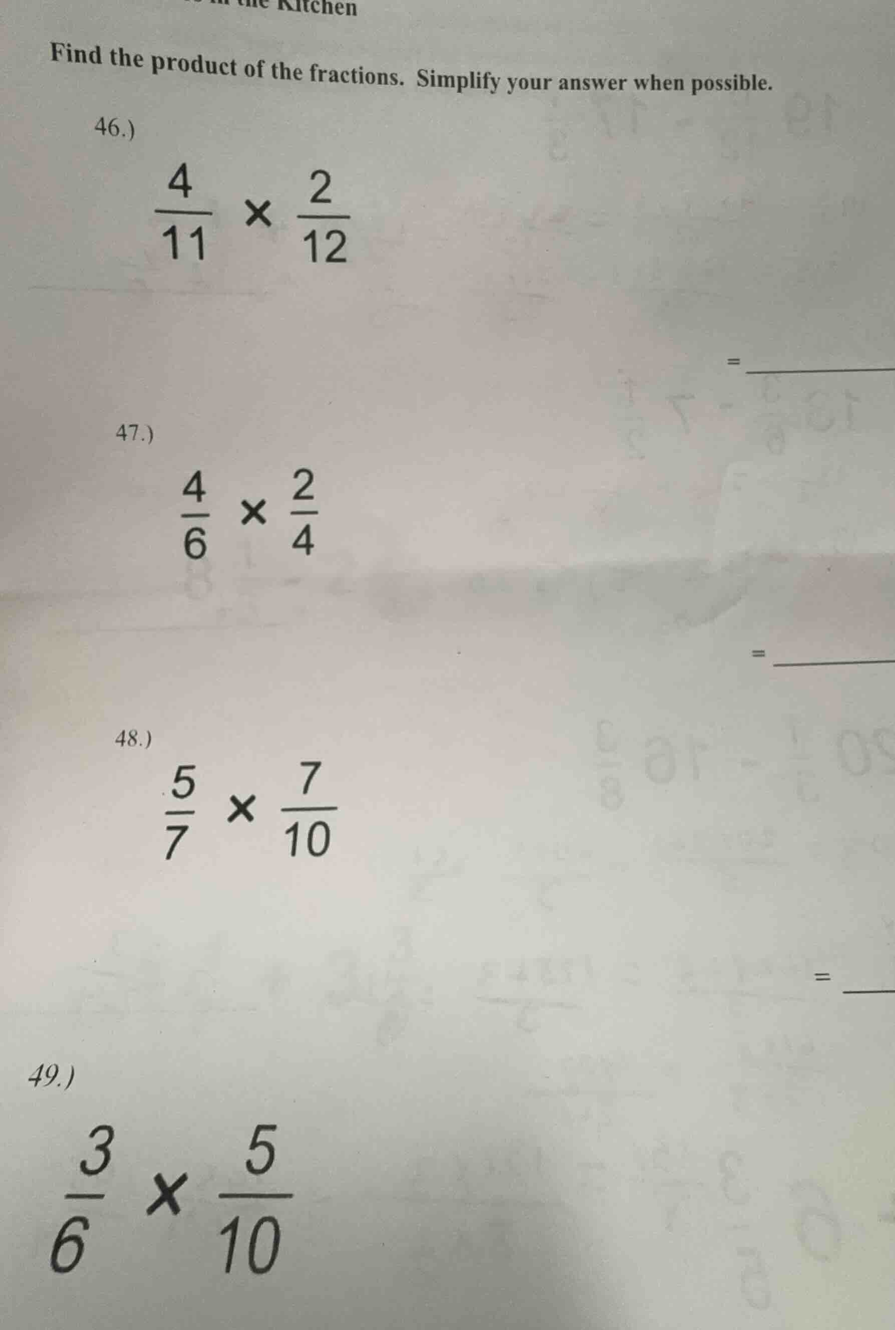 find the product of the fractions. simplify your answer when possible. …