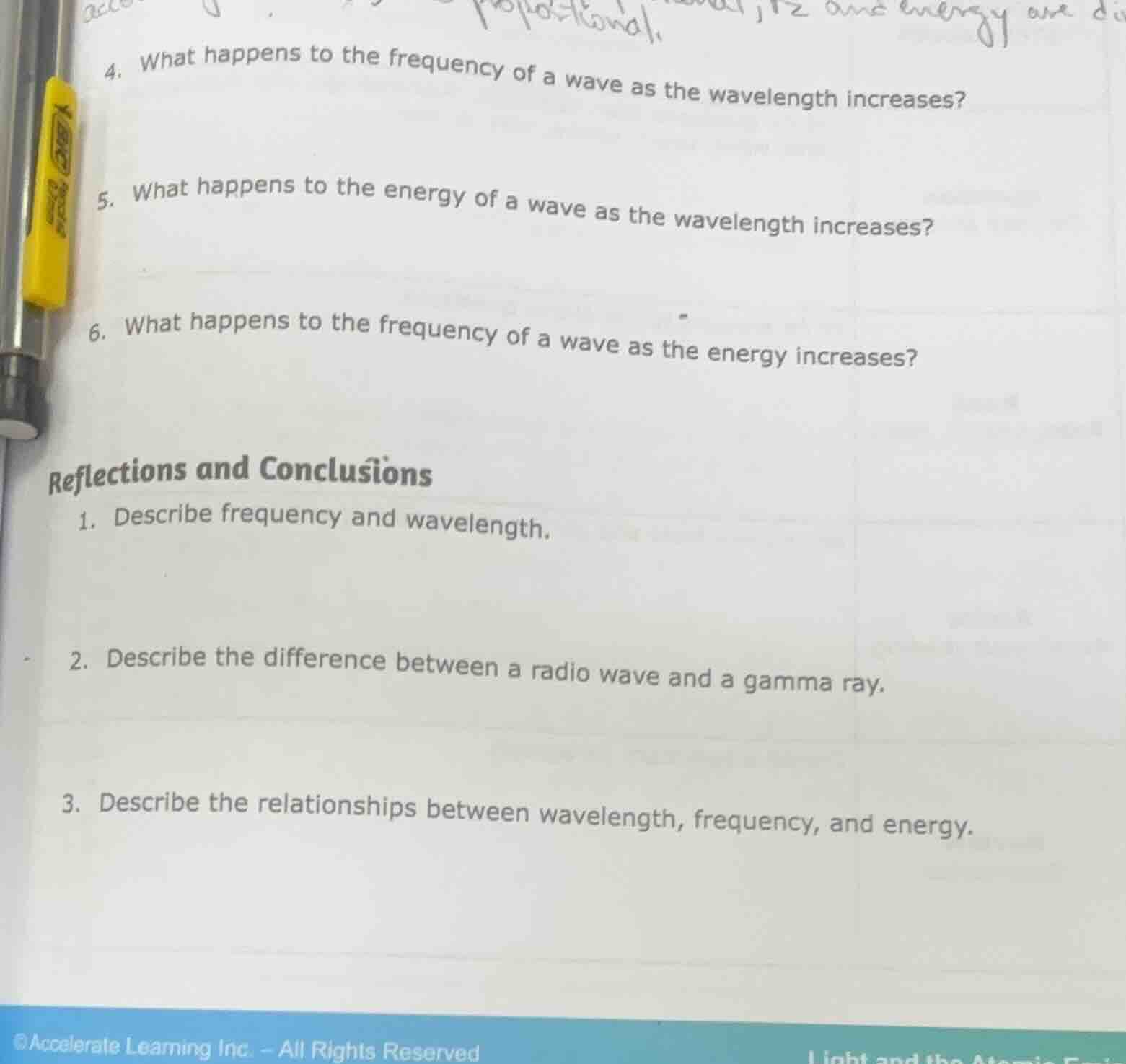 4. what happens to the frequency of a wave as the wavelength increases?…