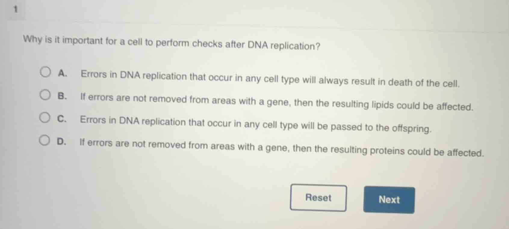 1 why is it important for a cell to perform checks after dna replicatio…