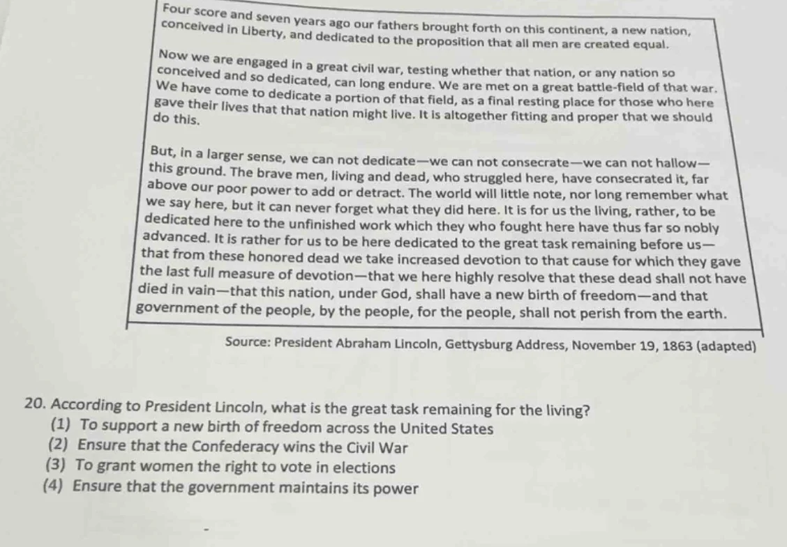 four score and seven years ago our fathers brought forth on this contin…