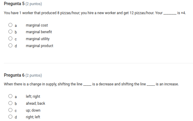 pregunta 5 (2 puntos) you have 1 worker that produced 8 pizzas/hour; yo…