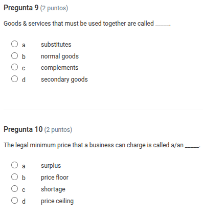 pregunta 9 (2 puntos) goods & services that must be used together are c…