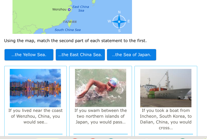 using the map, match the second part of each statement to the first. ..…